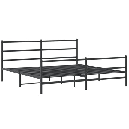 Metal Bed Frame without Mattress with Footboard Black 76"x79.9