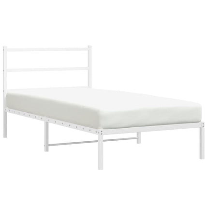 Metal Bed Frame without Mattress with Headboard White 39.4"x78.7
