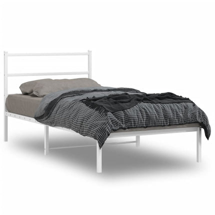 Metal Bed Frame without Mattress with Headboard White 39.4"x78.7