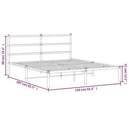 Metal Bed Frame without Mattress with Headboard White 59.1"x78.7
