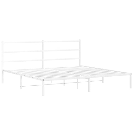 Metal Bed Frame without Mattress with Headboard White 76"x79.9