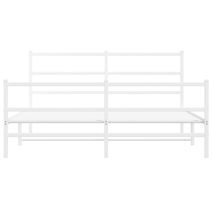 Metal Bed Frame without Mattress with Footboard White 59.1"x78.7