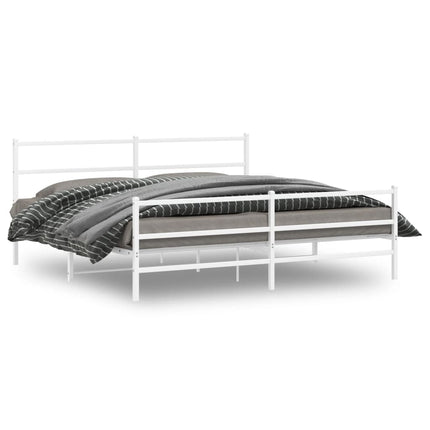 Metal Bed Frame without Mattress with Footboard White 76"x79.9