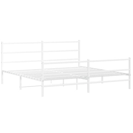 Metal Bed Frame without Mattress with Footboard White 76"x79.9