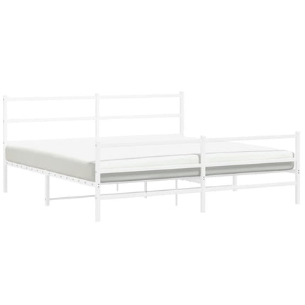 Metal Bed Frame without Mattress with Footboard White 76"x79.9