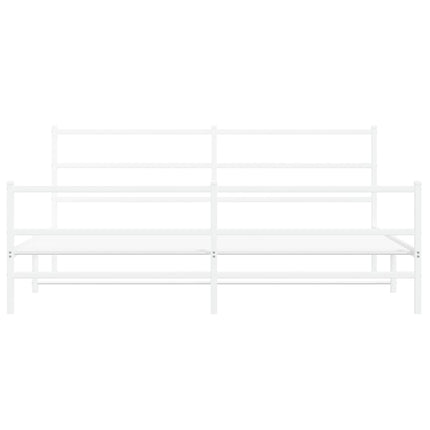 Metal Bed Frame without Mattress with Footboard White 76"x79.9