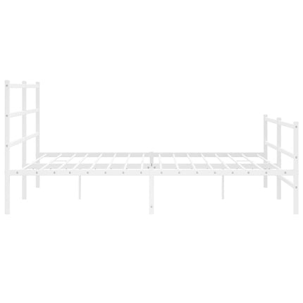Metal Bed Frame without Mattress with Footboard White 76"x79.9