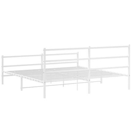 Metal Bed Frame without Mattress with Footboard White 76"x79.9