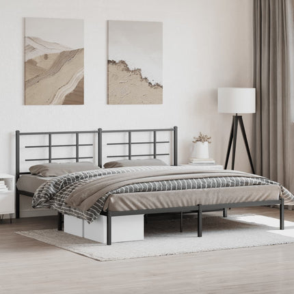 Metal Bed Frame without Mattress with Headboard Black 76"x79.9