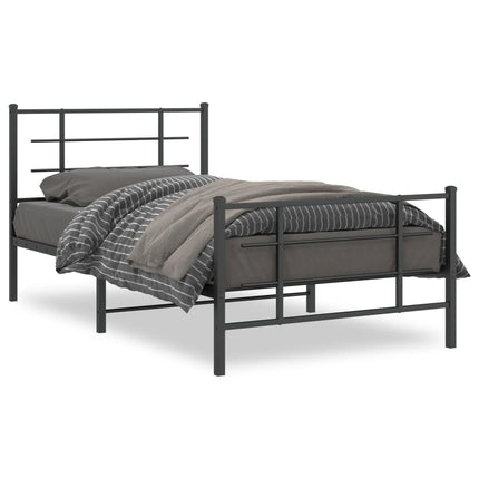Metal Bed Frame without Mattress with Footboard Black 39.4"x78.7