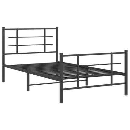 Metal Bed Frame without Mattress with Footboard Black 39.4"x78.7