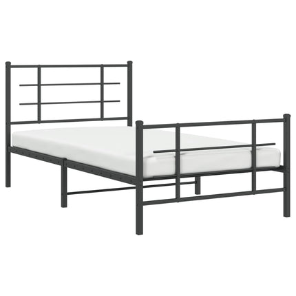 Metal Bed Frame without Mattress with Footboard Black 39.4"x78.7