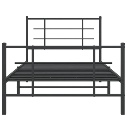 Metal Bed Frame without Mattress with Footboard Black 39.4"x78.7
