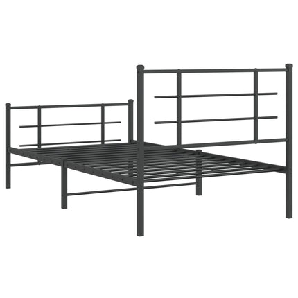 Metal Bed Frame without Mattress with Footboard Black 39.4"x78.7