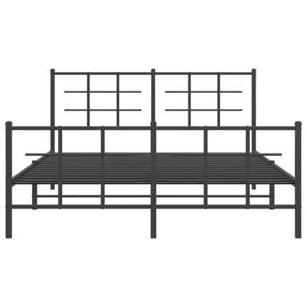 Metal Bed Frame without Mattress with Footboard Black 59.1"x78.7