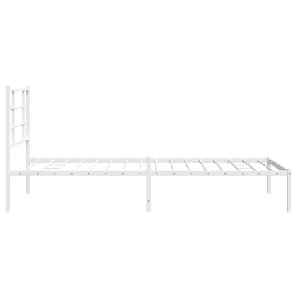 Metal Bed Frame without Mattress with Headboard White 39.4"x78.7