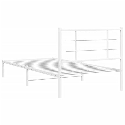 Metal Bed Frame without Mattress with Headboard White 39.4"x78.7
