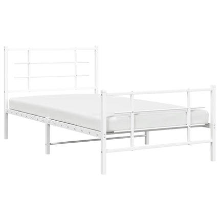 Metal Bed Frame without Mattress with Footboard White 39.4"x78.7