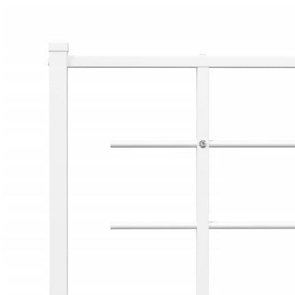 Metal Bed Frame without Mattress with Footboard White 39.4"x78.7