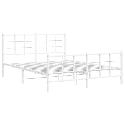 Metal Bed Frame without Mattress with Footboard White 59.1"x78.7