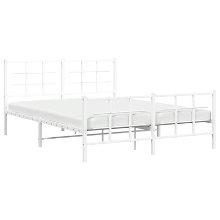Metal Bed Frame without Mattress with Footboard White 59.1"x78.7