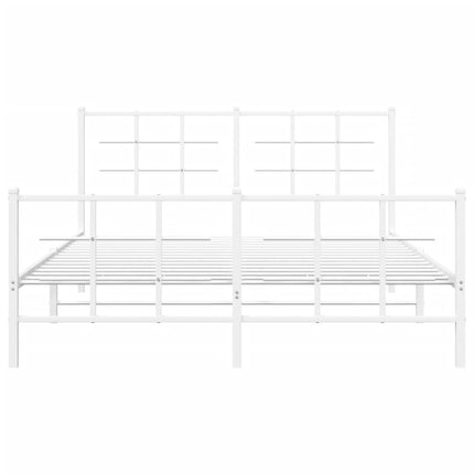 Metal Bed Frame without Mattress with Footboard White 59.1"x78.7