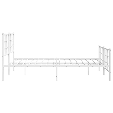 Metal Bed Frame without Mattress with Footboard White 59.1"x78.7