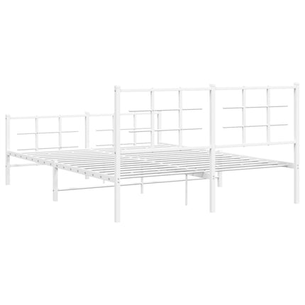Metal Bed Frame without Mattress with Footboard White 59.1"x78.7