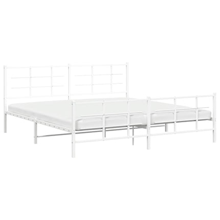 Metal Bed Frame without Mattress with Footboard White 76"x79.9