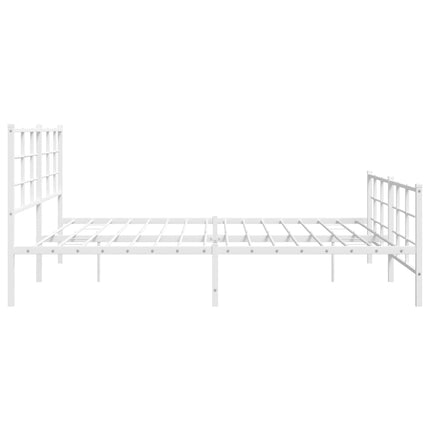 Metal Bed Frame without Mattress with Footboard White 76"x79.9