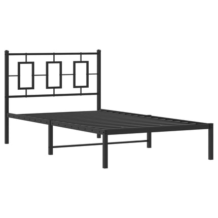 Metal Bed Frame without Mattress with Headboard Black 39.4"x78.7