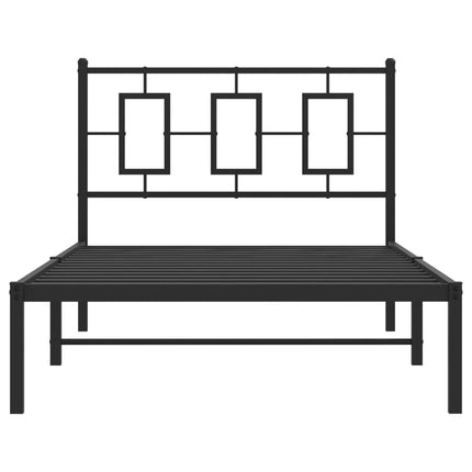 Metal Bed Frame without Mattress with Headboard Black 39.4"x78.7