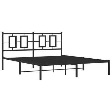 Metal Bed Frame without Mattress with Headboard Black 59.1"x78.7