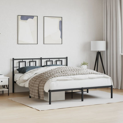 Metal Bed Frame without Mattress with Headboard Black 59.1"x78.7