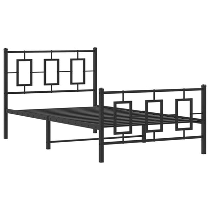 Metal Bed Frame without Mattress with Footboard Black 39.4"x78.7