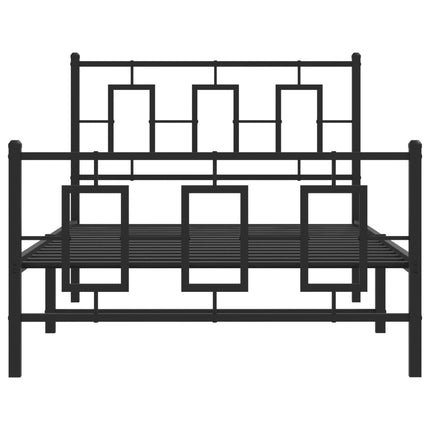 Metal Bed Frame without Mattress with Footboard Black 39.4"x78.7