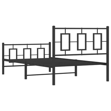 Metal Bed Frame without Mattress with Footboard Black 39.4"x78.7