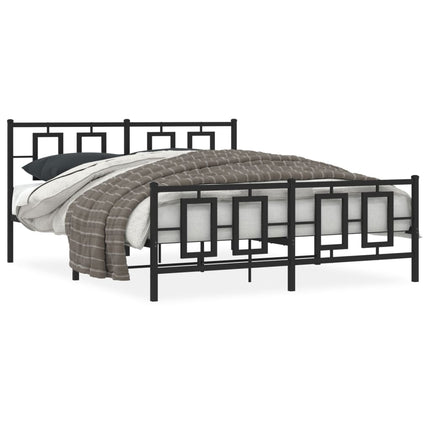 Metal Bed Frame without Mattress with Footboard Black 59.1"x78.7