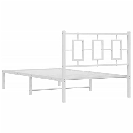 Metal Bed Frame without Mattress with Headboard White 39.4"x78.7
