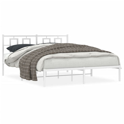 Metal Bed Frame without Mattress with Headboard White 59.1"x78.7
