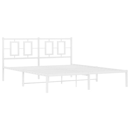 Metal Bed Frame without Mattress with Headboard White 59.1"x78.7