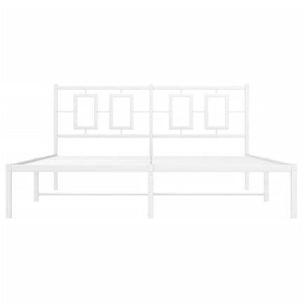 Metal Bed Frame without Mattress with Headboard White 59.1"x78.7