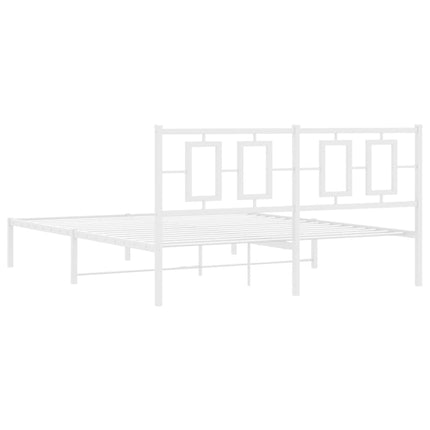 Metal Bed Frame without Mattress with Headboard White 59.1"x78.7
