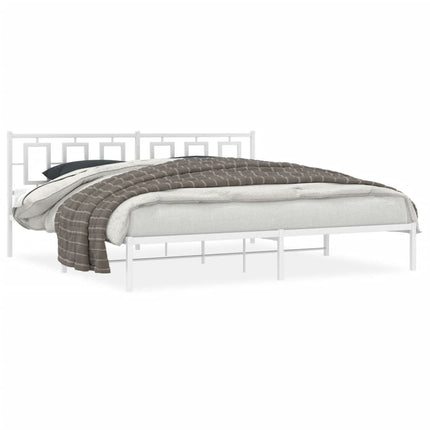 Metal Bed Frame without Mattress with Headboard White 76"x79.9