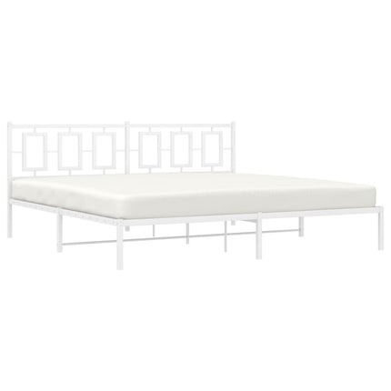 Metal Bed Frame without Mattress with Headboard White 76"x79.9