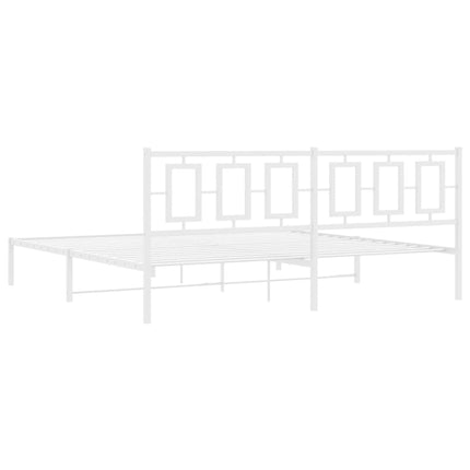 Metal Bed Frame without Mattress with Headboard White 76"x79.9