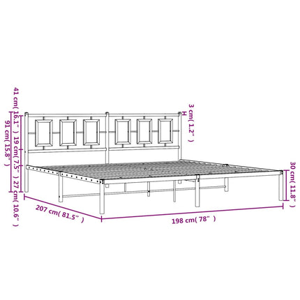 Metal Bed Frame without Mattress with Headboard White 76"x79.9