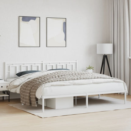 Metal Bed Frame without Mattress with Headboard White 76"x79.9