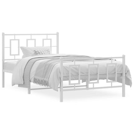 Metal Bed Frame without Mattress with Footboard White 39.4"x78.7