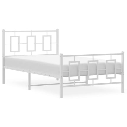 Metal Bed Frame without Mattress with Footboard White 39.4"x78.7